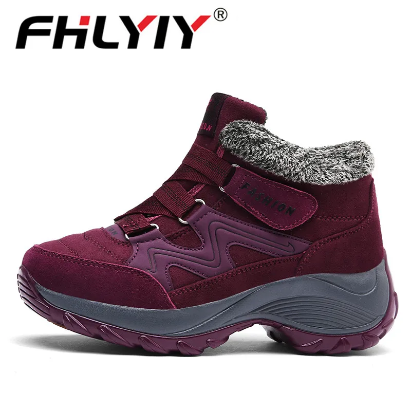 Winter Fur Shoes Women Super Warm Snow Sneakers Woman Non Slip Ladies Casual Boots Thick Plush Zapatillas Mujer Plus Size 42 - Цвет: Red