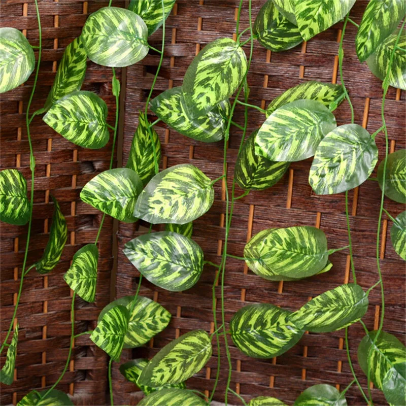 12pcs/lot Artificial Ivy Leaf Garland Plants Vine Fake Green Peacock