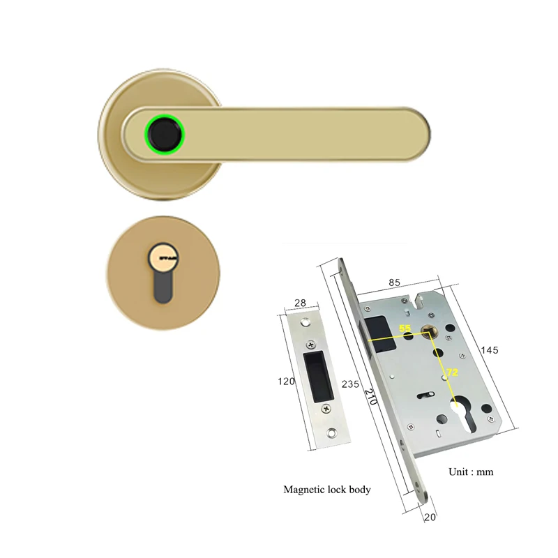 Цинковый сплав Bluetooth APP дистанционное управление отпечатков пальцев замок Электрический дверной замок с аварийным механическим ключом - Цвет: Gold type A