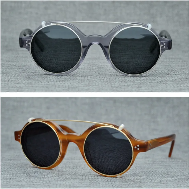 Round Polarized Sunglasses Men Clip On Lens Fit Over Acetate Eyeglasses Frame Uv400 Polarizing 