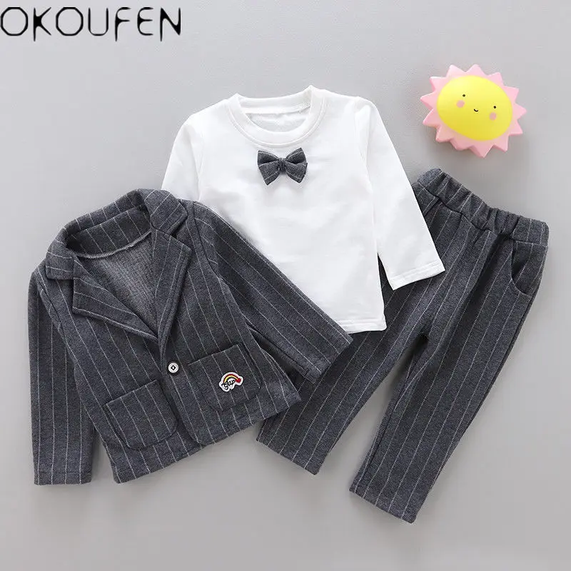 

Kids Baby Outfits Clothing Sets Boy Clothes Coat + T-shirt + Trousers