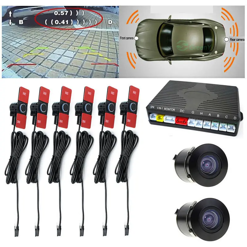 

Car Video Parking Sensor Radar Detector Assistance System with 16MM Front Rear Sensors 1 Front and 1 Rear Camera