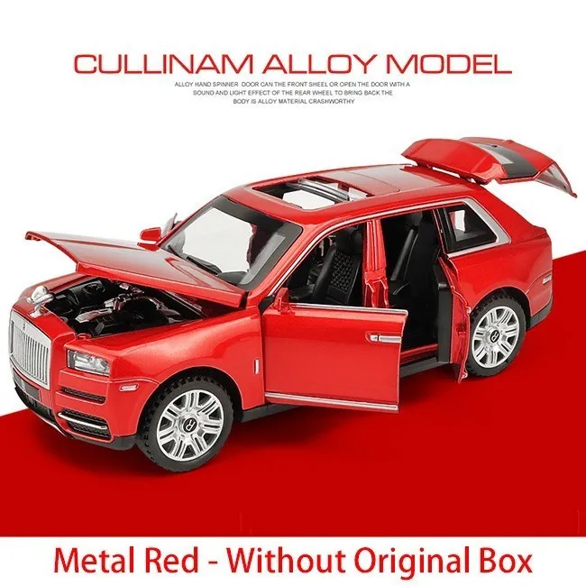 1/32 литые под давлением модели автомобилей из сплава Rolls Royce Cullinan металлическая модель звуковой светильник оттягивающий назад внедорожник для детей 7 открывающихся дверей игрушки для мальчика - Цвет: Metal Red No Box