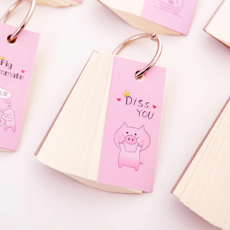 

Mini Pink Pig Memo Pad Word Cards Notepad Portable Memory Card Loose-leaf for Students Office School Supplies Kawaii Stationery