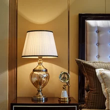 Роскошная стеклянная лампа для тела, прикроватные лампы для спальни, гостиной, Ночной светильник, декоративный металлический E27, настольные лампы, mesa de luz