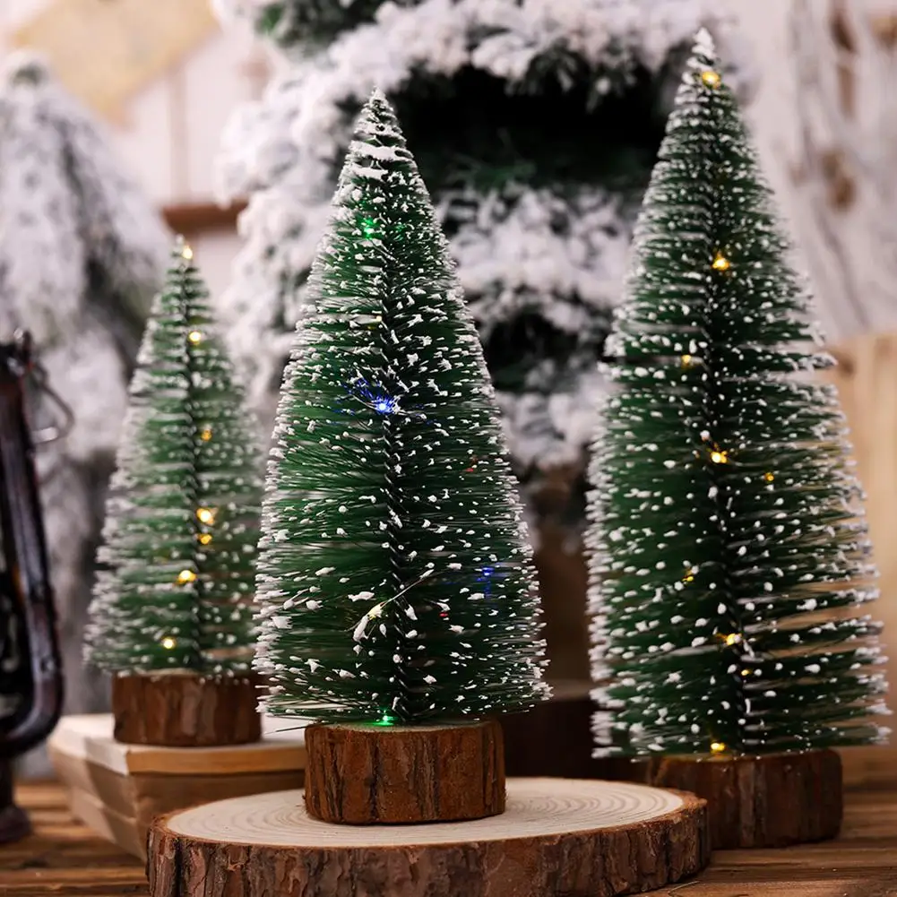 

Mini Christmas Tree LED Lights Pine Trees White Snow Tabletop Ornaments Christmas Decorations For Home arbol de navidad