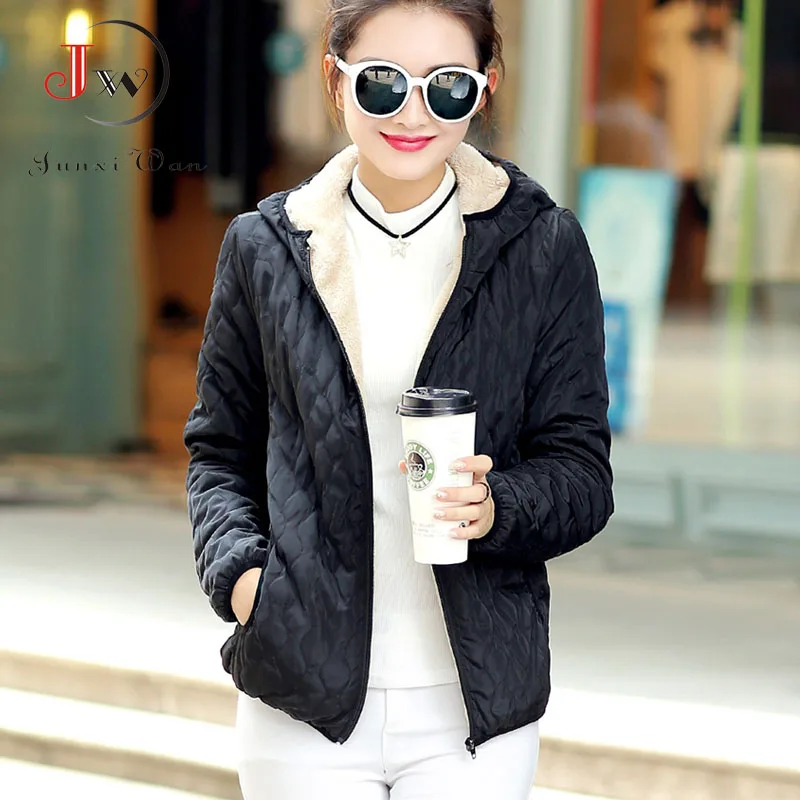 Autumn Winter Women Parkas basic jackets coat Female velvet lamb hooded Coats Cotton Winter Jacket Womens Outwear Plus Size
