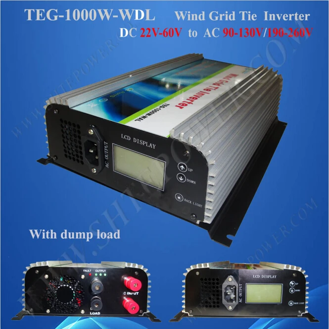 wind turbine converter 1000w 22v 60v dc input grid tie to ac 90 130V/190 260Vin Inverters