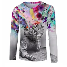 3D fashion print brain hole wide open men’s clothing stamp Mens Long Sleeve T-Shirt sweater