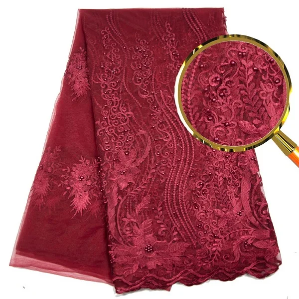 Золотая африканская кружевная ткань, Высококачественная кружевная французская сетчатая ткань с бисером, нигерийская швейцарская кружевная ткань для платья - Цвет: As Picture