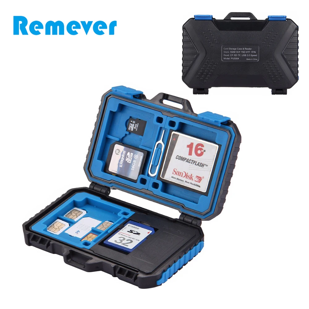 

Mini Portable Waterproof Memory Card Case Card Reader+22 in 1 Storage Box for 1Standard SIM+2Micro-SIM+2Nano-SIM+7SD+6TF+1CARD
