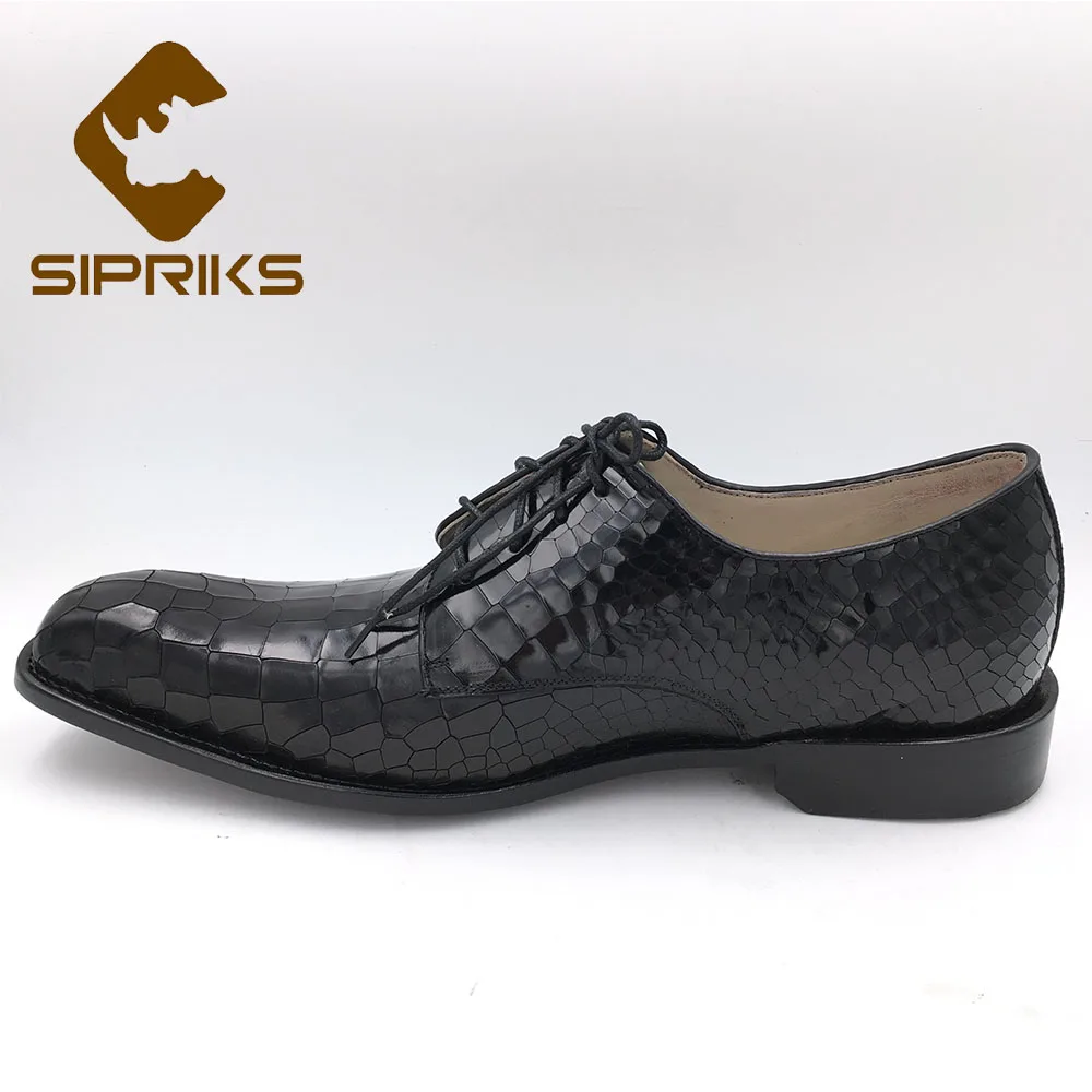 Sipriks/Большие размеры 36-48; импортная обувь из кожи с натуральным лицевым покрытием; мужские Прошитые мужские деловые туфли; смокинг; обувь из крокодиловой кожи на плоской подошве
