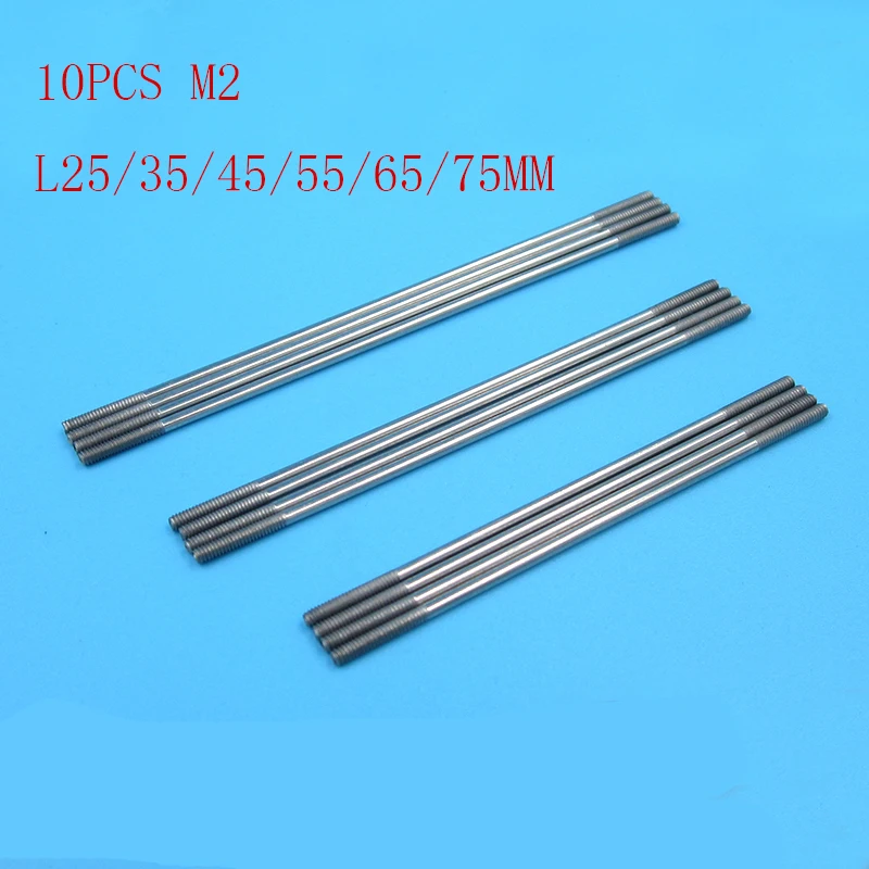 10pcs Stainless Steel Push Rods M2 Connecting Rods Thread Length 10mm