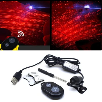 

Car Atmosphere Ambient Star Light DJ Colorful Music Sound Lamp Remote Control Spotlight Voice Control LED Light USB Plug Wh