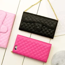 Роскошные сетки кожа case wallet сумка чехол с карты пакет кросс-тело плечо кошелек цепи для iphone 7 7 plus 6 6s плюс