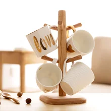 Деревянная подставка для чашек, бытовая креативная полка для хранения воды, вешалка для стаканов для воды