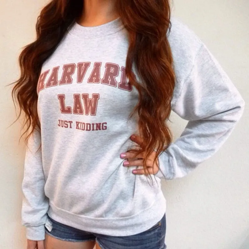 harvard law just kidding cropped sweatshirt