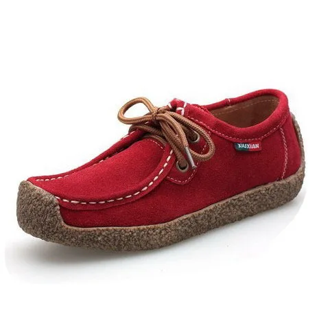 YAERNI/Летняя женская повседневная обувь; обувь на плоской подошве из коровьей кожи; женские оксфорды; женские мокасины; женская обувь; женские водонепроницаемые Мокасины - Цвет: Wine red