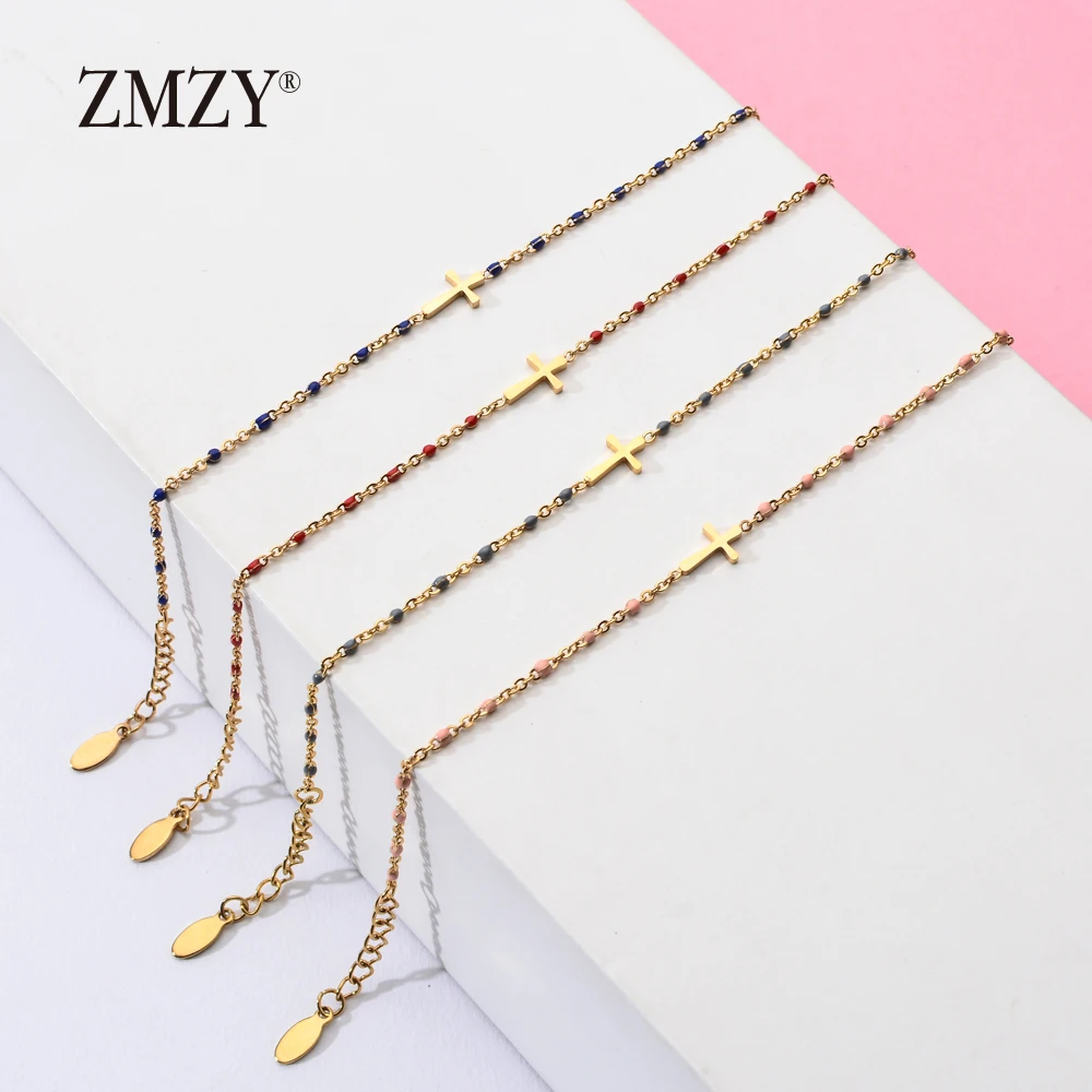ZMZY Fashion Sideways Jesus Christian Stainless Steel Cross Bracelets for Women Charm Keepsake Girl Bracelet Jewelry