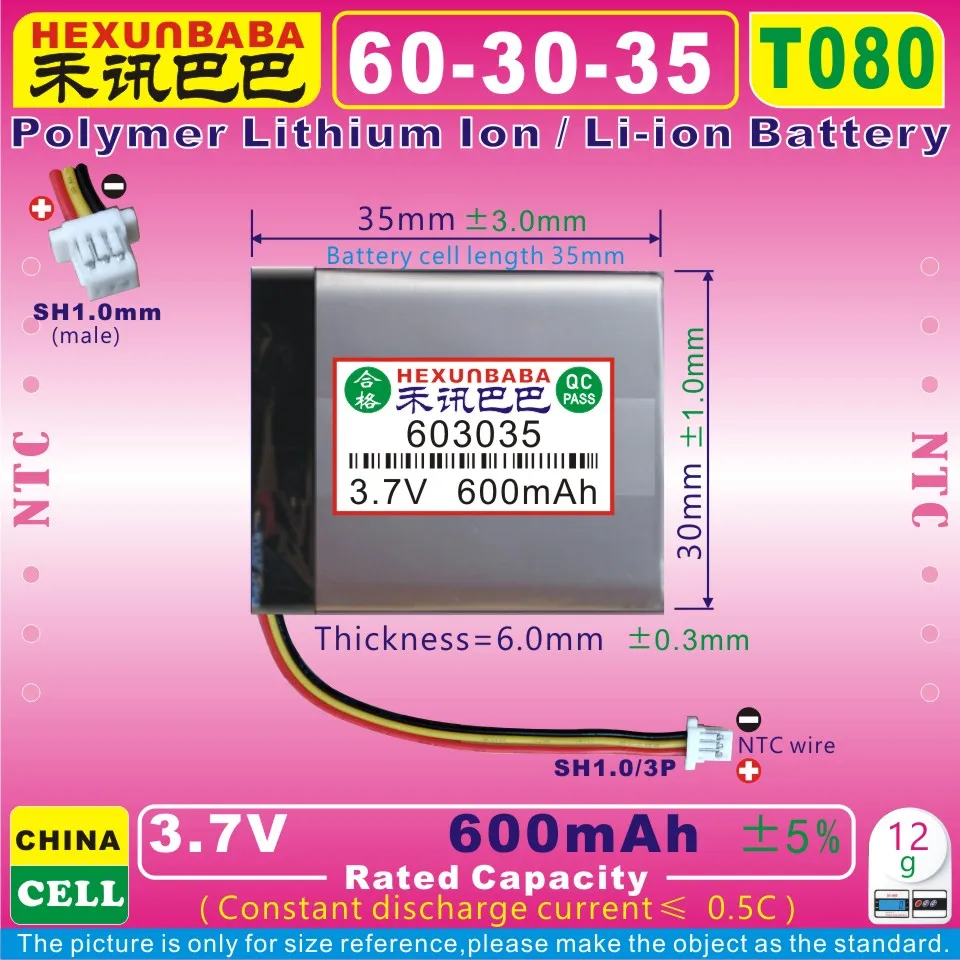 

5pcs [T080] 3.7V 600mAh [603035] NTC;Polymer Li-ion battery for Log-i-tech Gaming Headset F540,981-000257,533-000074