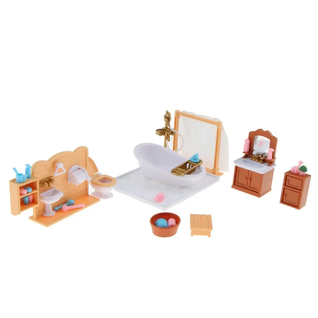 

Furniture Toys Dollhouse Sofa Bathroom Furniture Set Bathtub Toilet Miniature Furniture Sets Kids Gift Toys