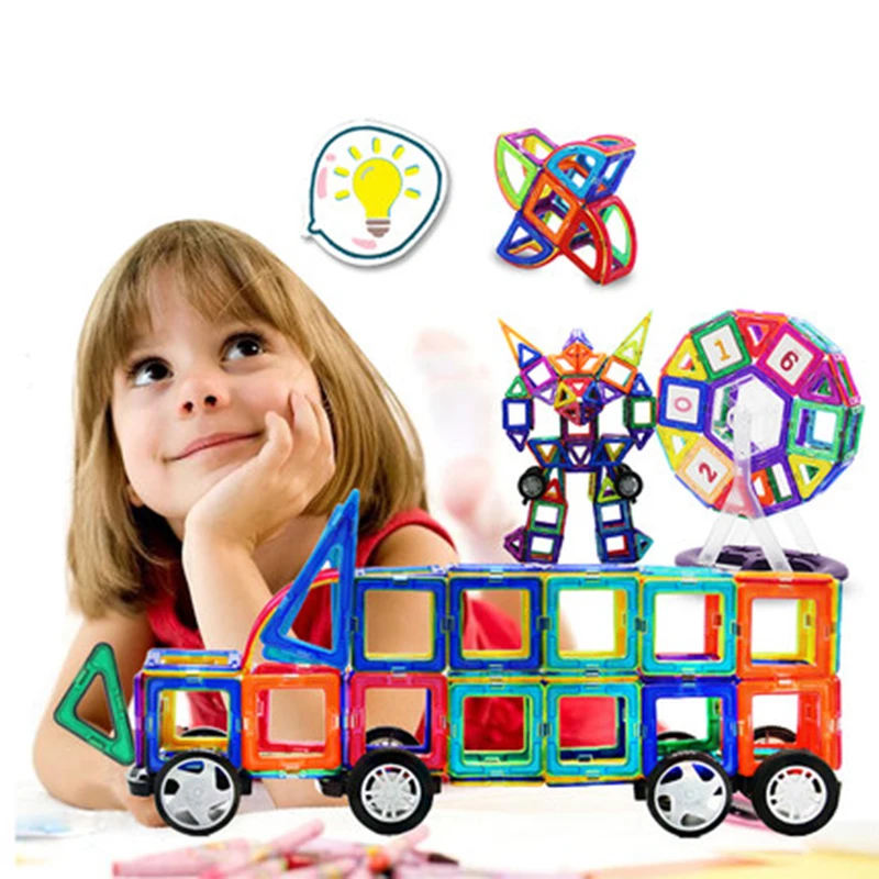 

158PCS Mini Magnetic Designer Construction Enlighten Assembly Building Blocks Toys Kids Educational DIY Plastic Technic Bricks