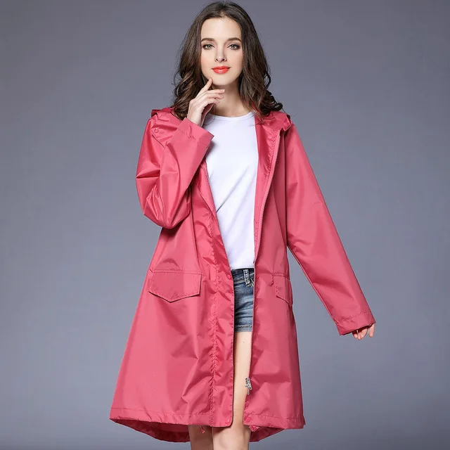 AXIANQI Womens Long Fashion Raincoat Casual Light Thin Waterproof Breathable Poncho A Size : L AXIANQI Womens Long Fashion Raincoat Casual Light Thin Waterproof Breathable Poncho A Size : L