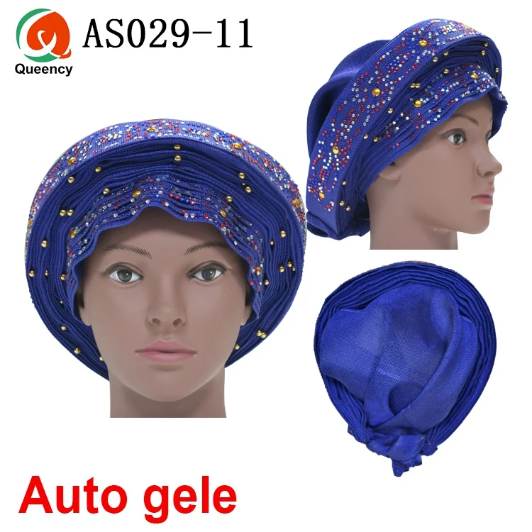 Aso Ebi Queency Африканский Авто геле уже связаны Aso OKE Headtie 1 шт./упак. доступны 24 цвета DHL AS029 - Color: royal blue