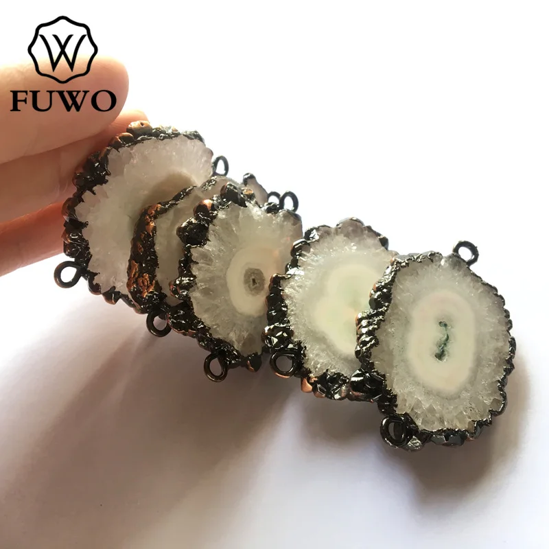 

FUWO Natural Stalactite Flower Connector With Antique Bronze Plated Fashion Crystal Charm Accessory For Bracelet Making PD229