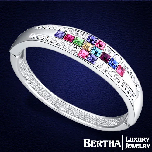 

Squares Crystals from Swarovski Bracelets Pulsera Friendship White Gold Color Bracelets & Bangles