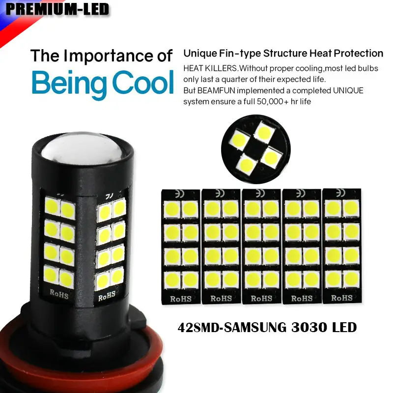 2 шт. 44 smd 3030 работает на СИД H8 H11 H9 H16 светодиодные лампы для автомобиля