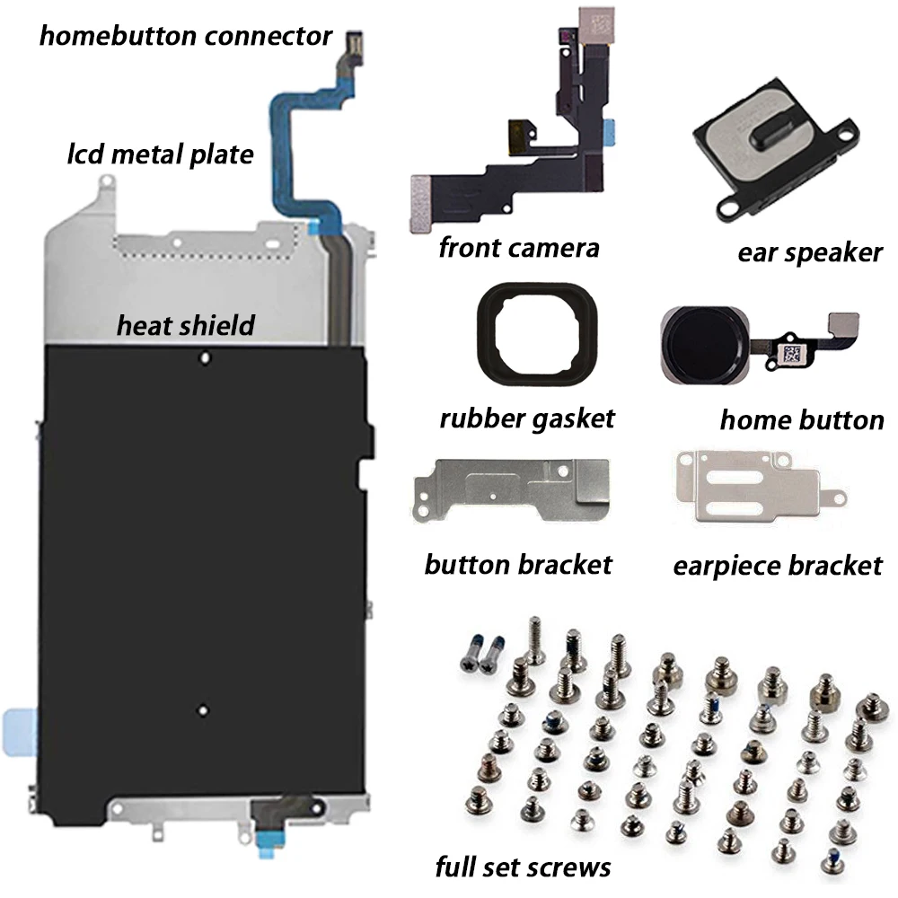 HOUSTMUST полный набор запасных частей для iphone 6 ЖК-экран металлическая пластина части фронтальная камера ушной динамик кнопка домой для iphone 6