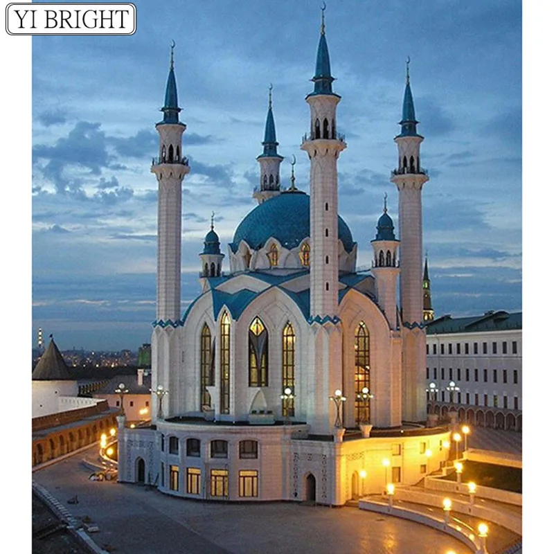 DIY Diamond Embroidery Full Resin Square 5D Pasted Pattern Kul Sharif Mosque Diamants Rhinestone Art Beadwork Mosaic Home Decor | Дом и сад