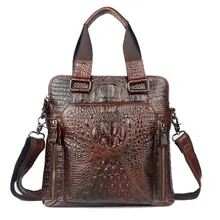 Caliente venta 2016 nueva moda hombres del cuero genuino de la alta calidad zurriago principal de la capa del estilo del cocodrilo del bolso de hombro