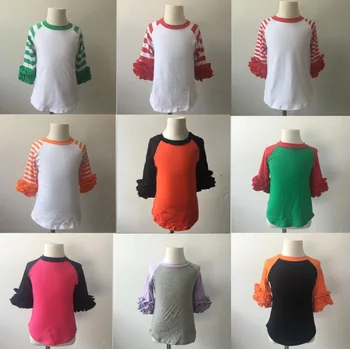 

Adult kids mommy and me three ruffle 3/4 sleeves long sleeve Fall Cotton Shirt baby Infant/toddler icing ruffle raglan shirt