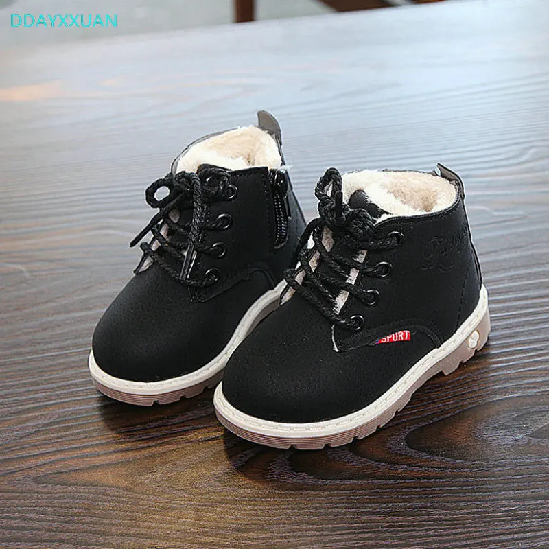 

Children Boots Warm Shoes 2018 New Cotton-Padded Suede Zip Girl Snow Boots Boys Casual Sneakers Kids Winter Shoes for girls