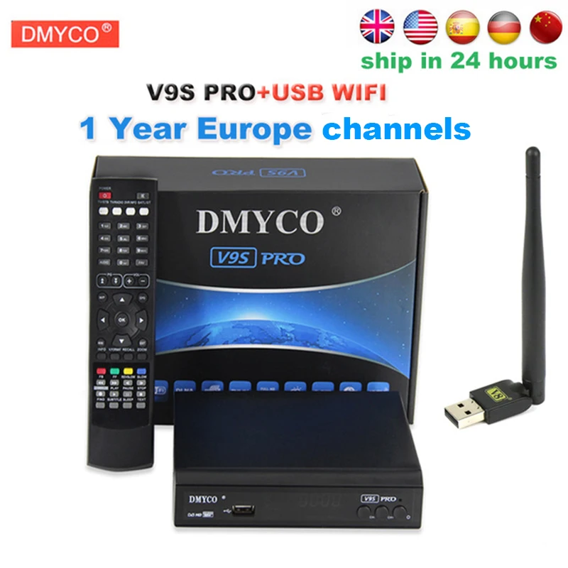 1 год Испания каналы Португалия dvb s2 V9S PRO декодер навигатор/Full HD 1080 p спутниковый ТВ