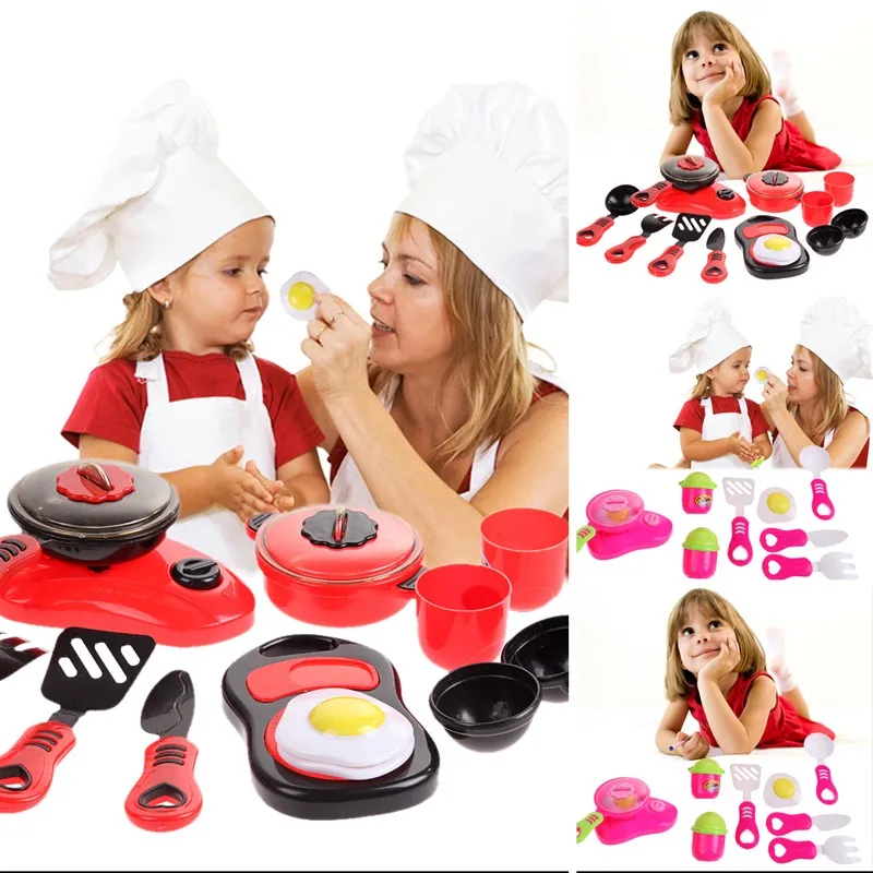 One Set Kitchen Cooking Toy Children DIY Beauty Plastic Role Play Kids Educational Toys Red Pink | Игрушки и хобби