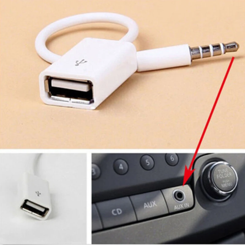 

Car MP3 Sync 3.5mm Male AUX Audio Jack Plug To USB 2.0 Female Converter Cable Cord Adapter for USB Accessories