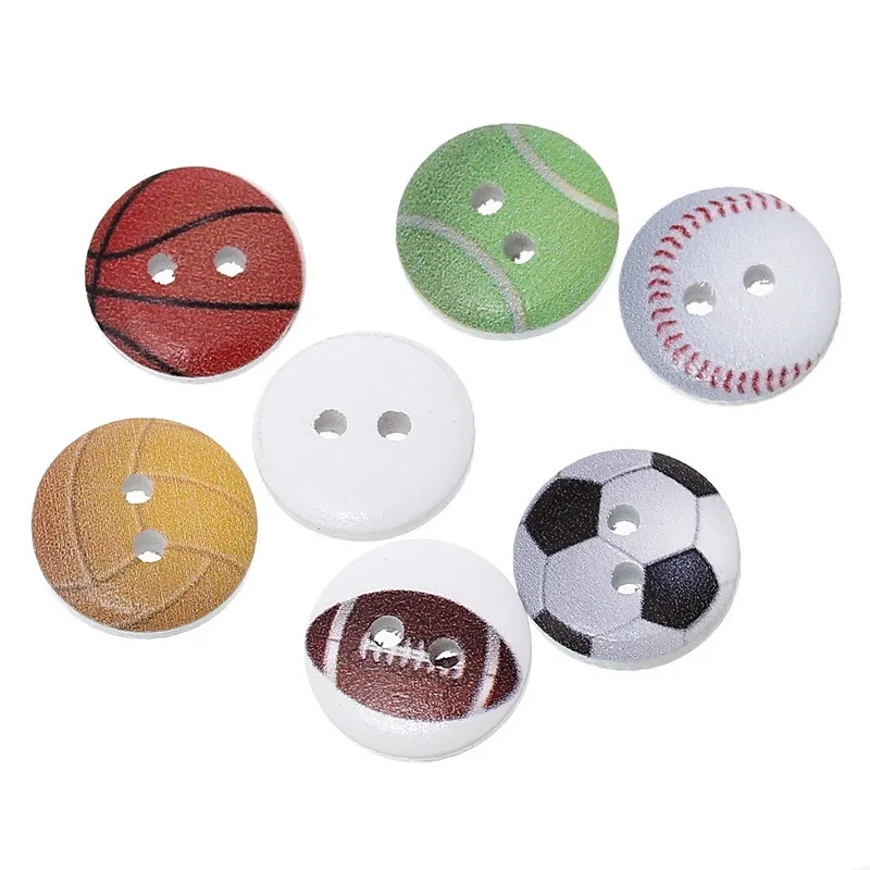 

Manufacturers supply white clouds painted ball pattern cartoon buttons round double hole wooden buttons 100 pcs/lot