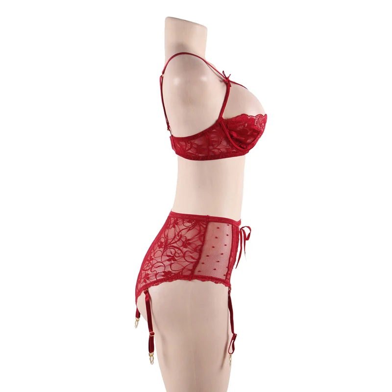 Transparent Sexy Lingerie Set Lace Garter Belt Panties Sexy Bra Set Bra Open Cup Plus Size Lingerie Sexy Hot Erotic Underwear
