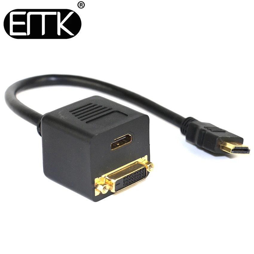 Горячий Новый сплиттер DVI от 1 до 2 портов HDTV Female + 24 Y адаптер кабеля для ПК |
