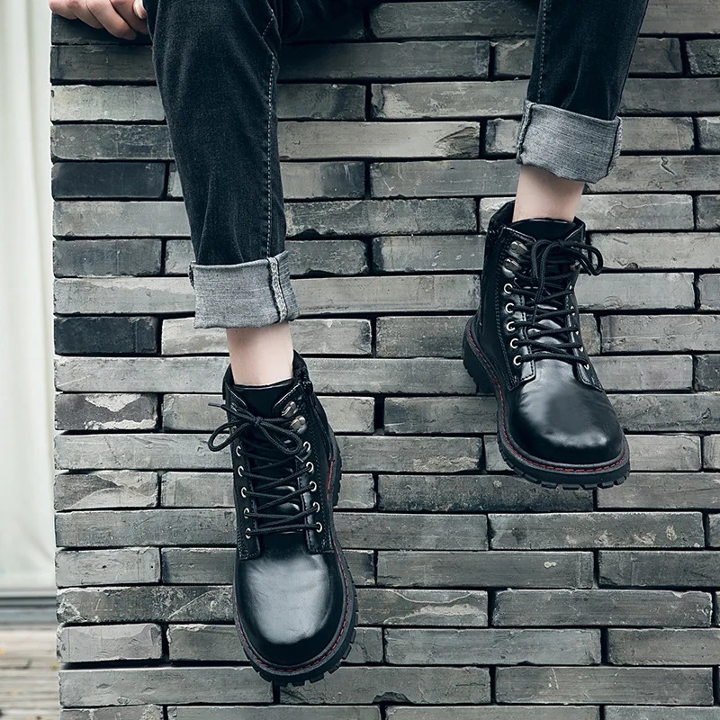 Macio Até 1 Inverno black Segurança Moda Botas Rendas Sapatos Couro 2019 Martin Black Homens Para Militares Trabalho Novas 2 Dos Masculina De AxZZn1
