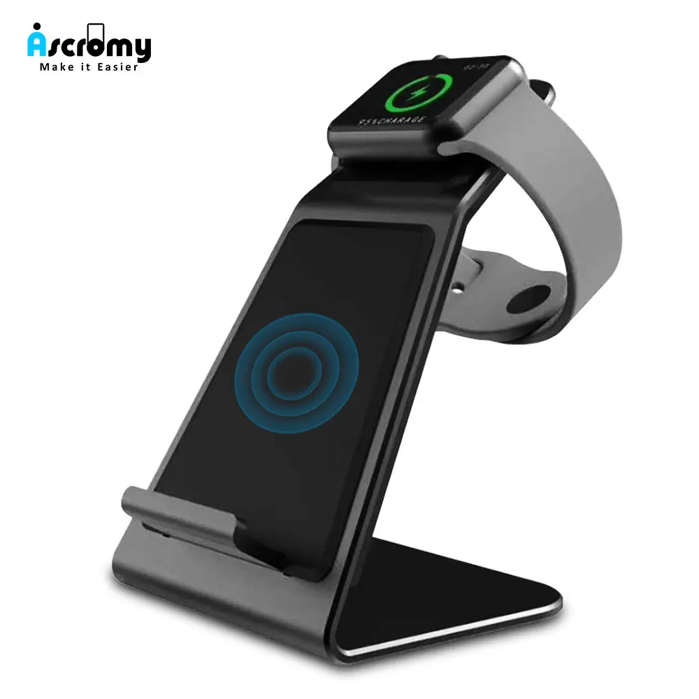 Беспроводное зарядное устройство Ascromy QI подставка для iWatch Apple Watch 4 3 2 iPhone XS Max XR 10X8