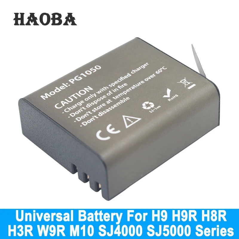 1050 мАч действие Камера Батарея для eken H9 H9R H3 H3R H8R W9R SJCAM SJ4000 SJ5000 SJ5000X M10 Батарейки