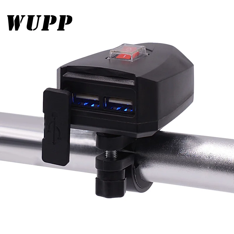 

WUPP 10V-80V Motorcycle 2.4A Dual USB Waterproof Power Charger Scooter Handlebar USB Moto Accessories Motorbike USB Charger