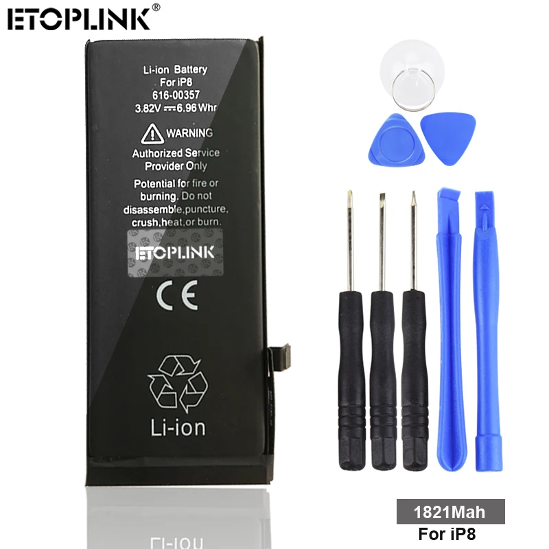 2018 NEW ETOPLINK 100% Original Mobile Phone Battery For iPhone 8 1821mah Capacity Replacement Batteries + Tools | Мобильные