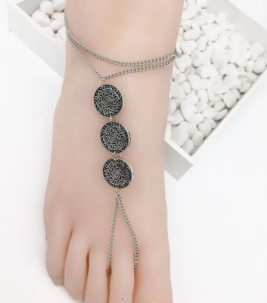

1PC Fashion Women Silver Bohemia Beach Barefoot Foot Jewelry Anklet Chain Jewelry Imitation Pearl Chain Ankle