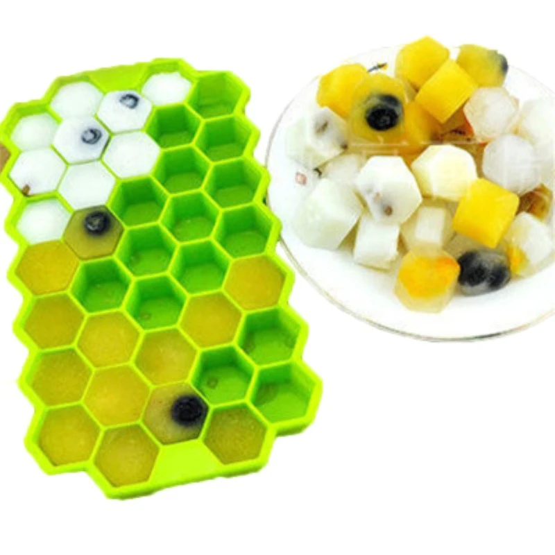 

Summer 37 Grids Honeycomb Shape Silicone Ice Cube Ice Tray Ice Cube Mold Storage Containers With Lid For Kitchen Accessories