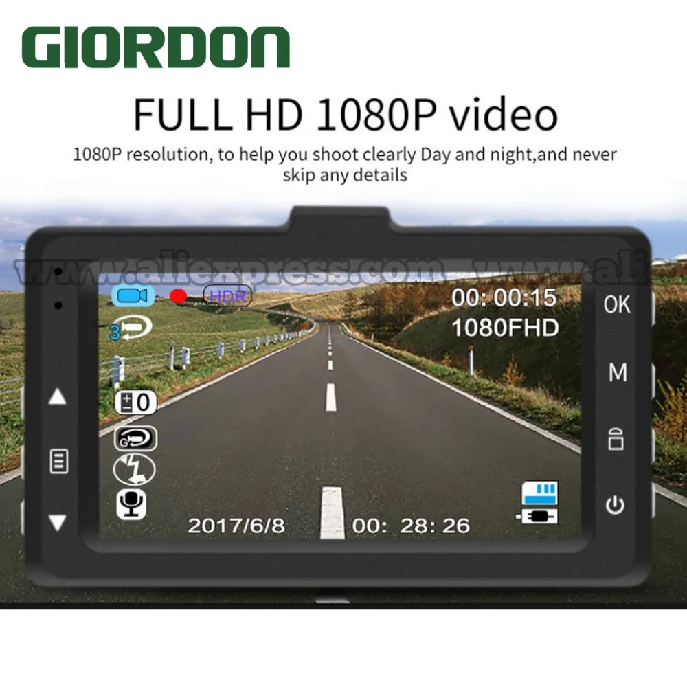 Автомобильный видеорегистратор Full HD 1080P DVR 170 градусов широкоугольный приборная